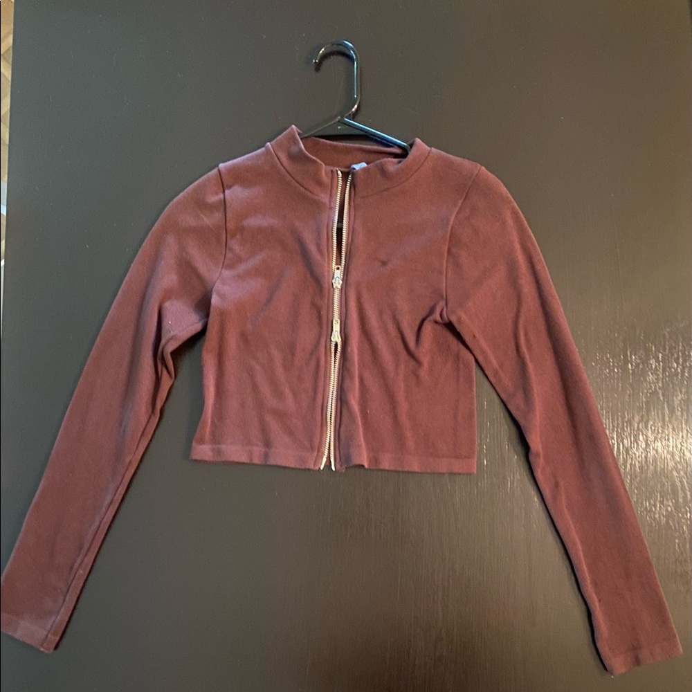Brown double zip sweater